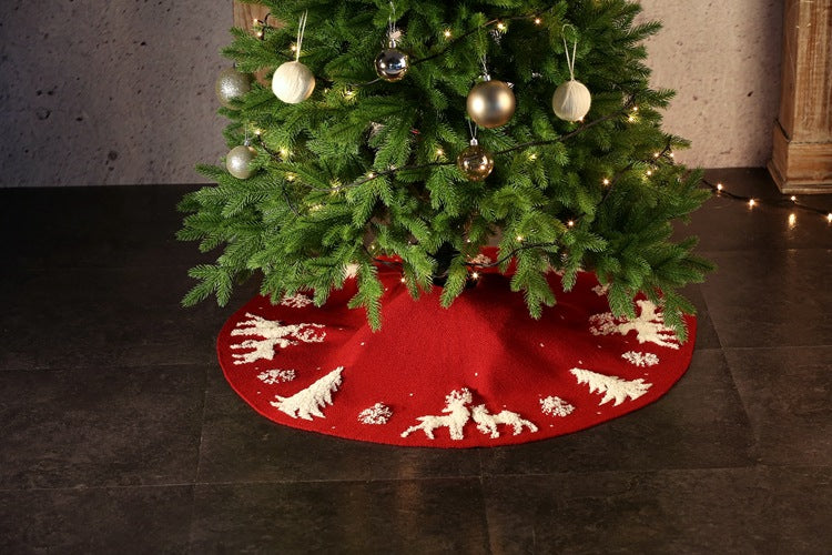 Knitted 3D Christmas Tree Skirt, X'mas Decor, Embroidered matching Christmas Knitted Stockings