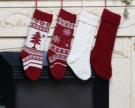 Knit Cable, Christmas Tree, Snowflake Xmas Stockings, Customised Personalized Christmas Stockings, X'mas Wall Hanging Home Decor Socks, Embroidered Xmas Stockings Gift