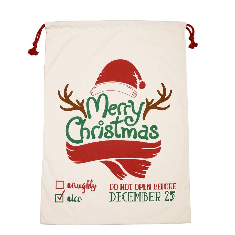 HTV Personalised Santa Sack, Personalized Monogram Christmas Gifts, Xmas Presents, Noel Custom Name Cotton Large Gift Bag, Luxe Xmas Decor