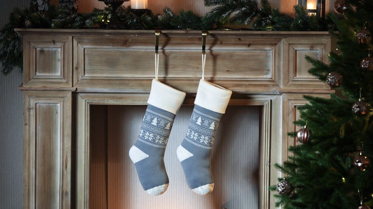 Knitted Fair Isle Customised Personalized Christmas Stockings, X'mas Hanging Home Decor Socks, Embroidered Xmas Stockings, Embroidery Gift