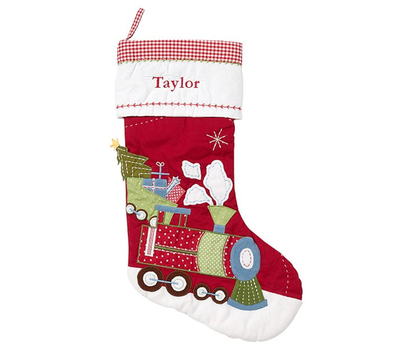 RED Quilted Christmas Stockings with complimentary embroidery name