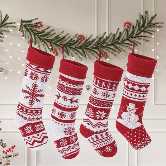 Knitted Fair Isle Customised Personalized Christmas Stockings, X'mas Hanging Home Decor Socks, Embroidered Xmas Stockings, Embroidery Gift