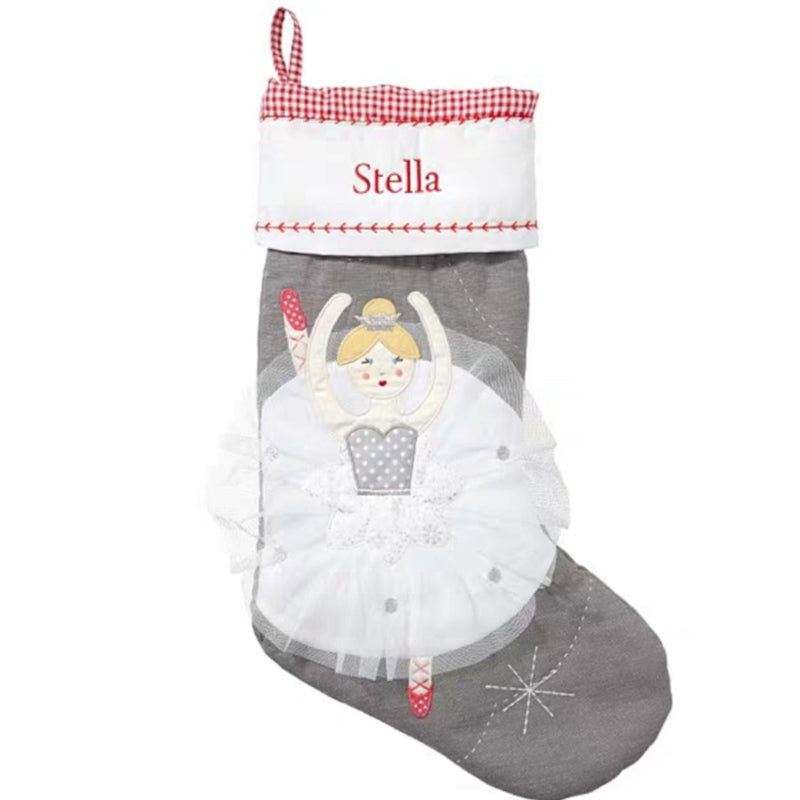 GREY Quilted Christmas Stockings with complimentary embroidery name