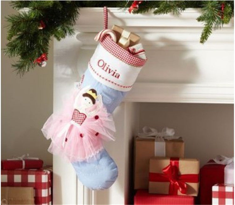 BLUE Quilted Christmas Stockings with complimentary embroidery name