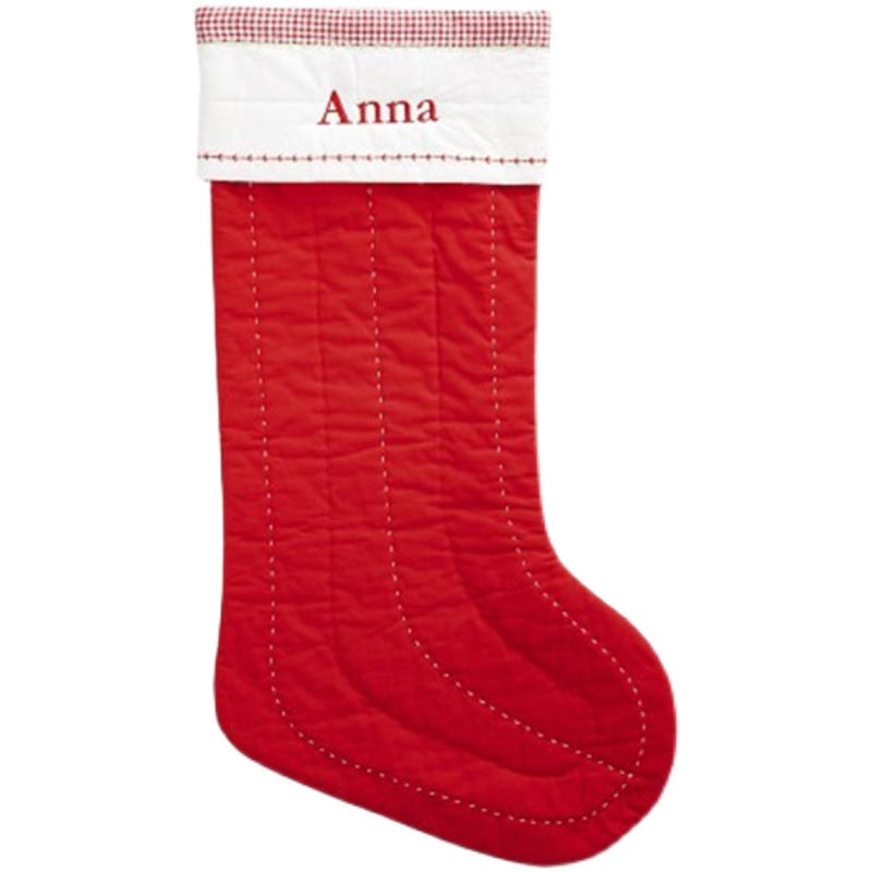 RED Quilted Christmas Stockings with complimentary embroidery name