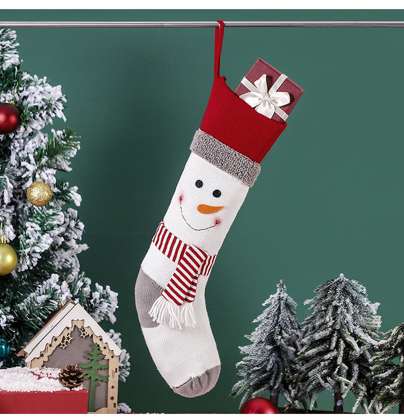 Knitted Cute Personalized Christmas Stockings, Embroidered Xmas Decor Socks, Customized Stockings, Embroidery X’mas Hanging, Wall Decor