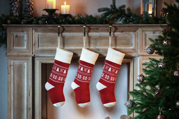 Knitted Fair Isle Customised Personalized Christmas Stockings, X'mas Hanging Home Decor Socks, Embroidered Xmas Stockings, Embroidery Gift