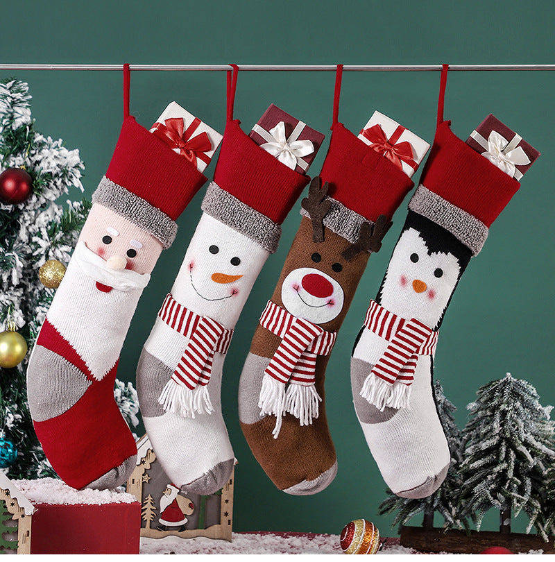 Knitted Cute Personalized Christmas Stockings, Embroidered Xmas Decor Socks, Customized Stockings, Embroidery X’mas Hanging, Wall Decor