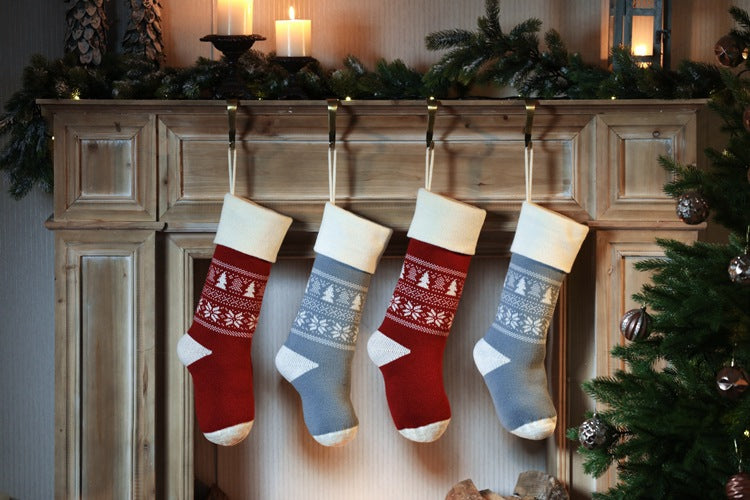 Knitted Fair Isle Customised Personalized Christmas Stockings, X'mas Hanging Home Decor Socks, Embroidered Xmas Stockings, Embroidery Gift