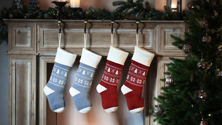 Knitted Fair Isle Customised Personalized Christmas Stockings, X'mas Hanging Home Decor Socks, Embroidered Xmas Stockings, Embroidery Gift