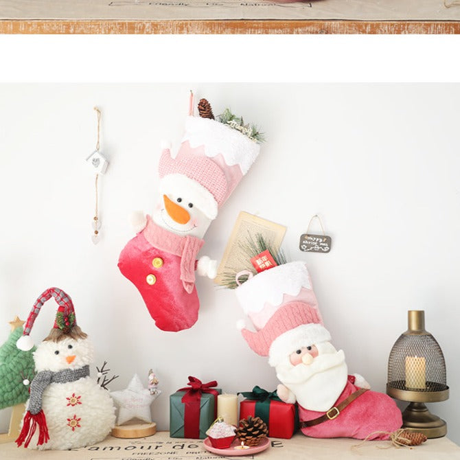 Cute Christmas Stockings, Xmas Decor Socks, Customized Stockings, Embroidered Christmas Hanging, Pink Christmas Stockings, Joyeux Noël