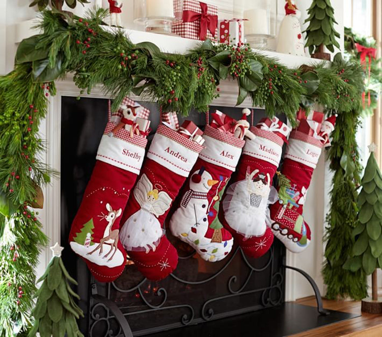 RED Quilted Christmas Stockings with complimentary embroidery name