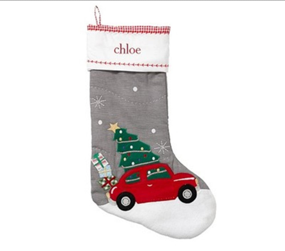 GREY Quilted Christmas Stockings with complimentary embroidery name