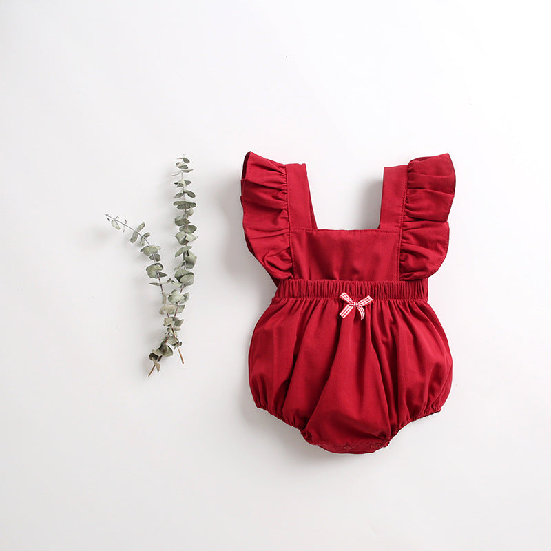 Baby Toddler Kids Children Girls Christmas Ruffles Romper Cotton Button Jumpsuit, Christmas photo