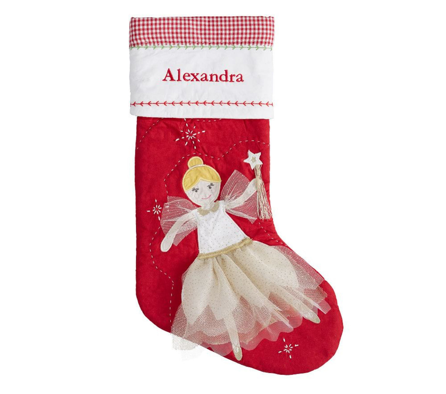 RED Quilted Christmas Stockings with complimentary embroidery name