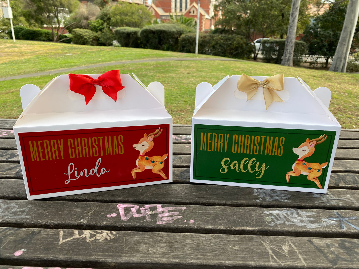 Personalized Reindeer Ruby/Emerald Christmas Eve Box, Wedding Favor Box, Christmas Tradition, Personalised Gift Box with Bow, Night before Xmas, Kids Gift Ideas