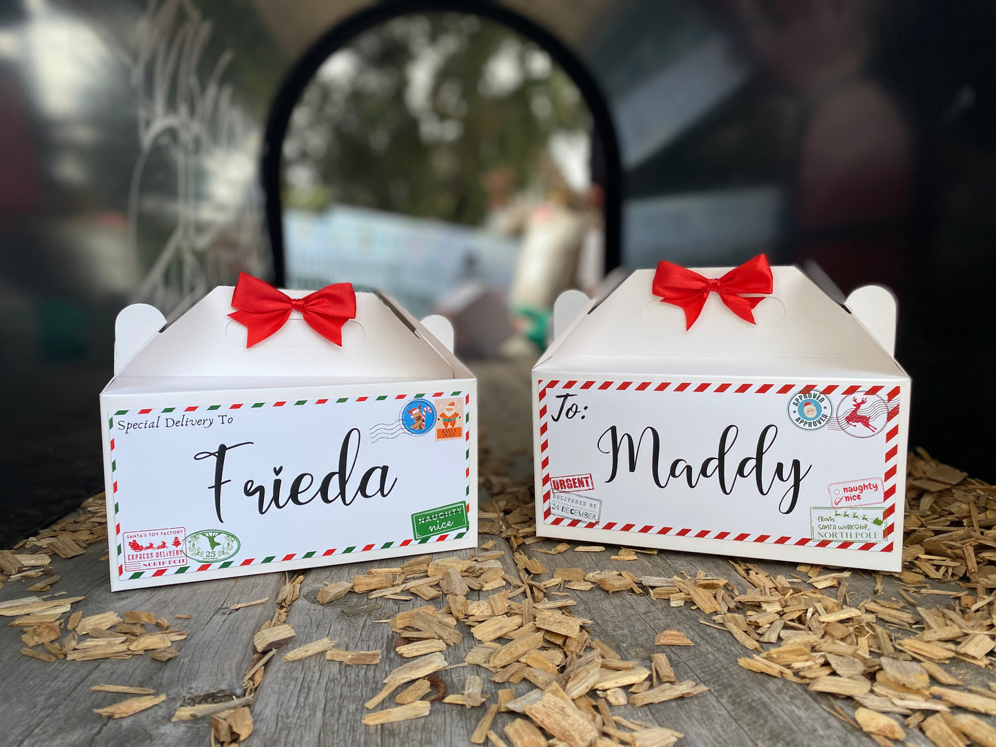 Personalized Retro Letter Style Christmas Eve Box, Wedding Favor Box, Christmas Tradition, Personalised Gift Box with Bow, Night before Xmas, Kids Gift Ideas, Christmas table name/signs