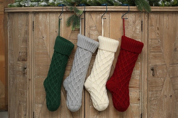 Knitted Solid Customised Personalized Christmas Stockings, Xmas Decor Socks, Embroidered Christmas Stockings, Embroidery X’mas Hanging