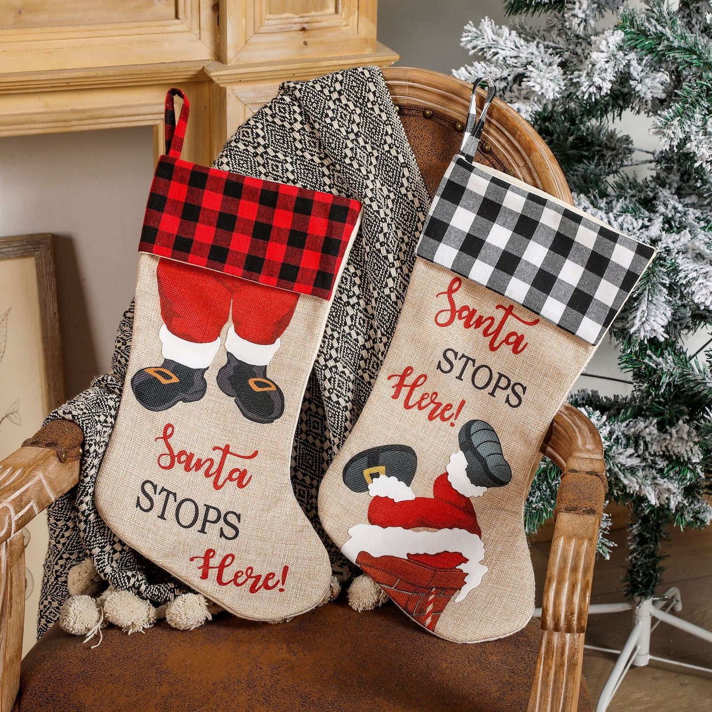 Personalized Embroidered Plaid/Gingham/Buffalo Christmas stockings