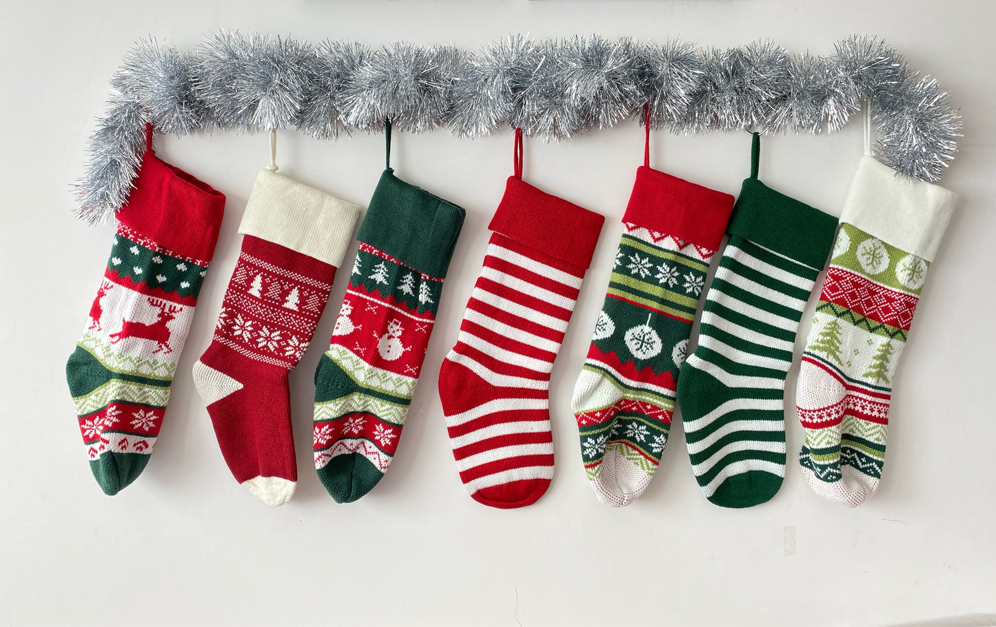 Knit Stripes Customised Personalized Christmas Stockings, Xmas Decor Socks, Embroidered Christmas Stockings, Embroidery X’mas Hanging