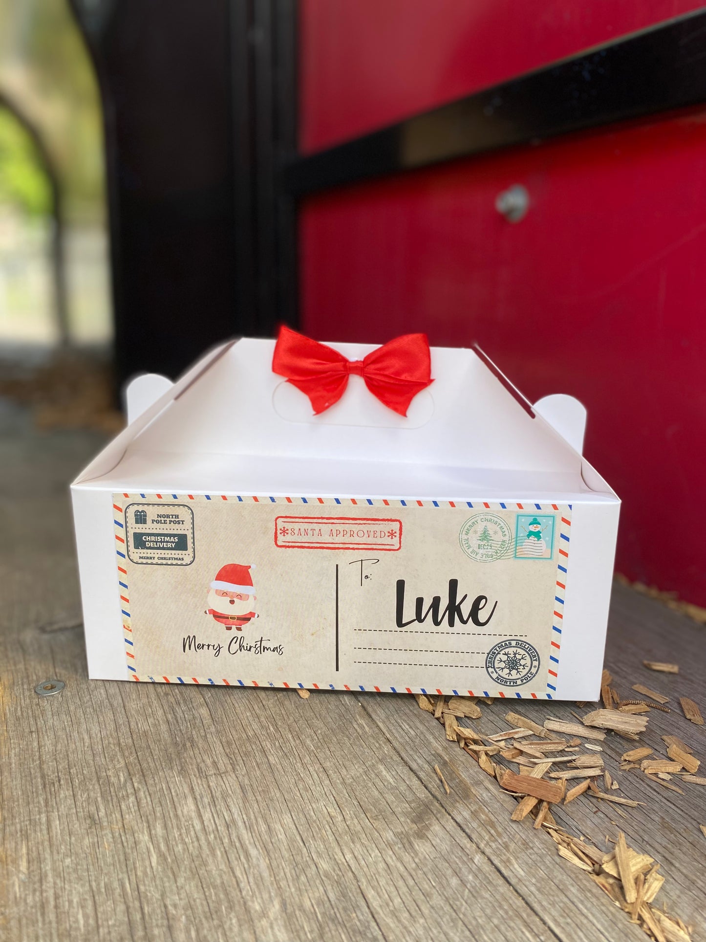 Personalized Retro Letter Style Christmas Eve Box, Wedding Favor Box, Christmas Tradition, Personalised Gift Box with Bow, Night before Xmas, Kids Gift Ideas, Christmas table name/signs