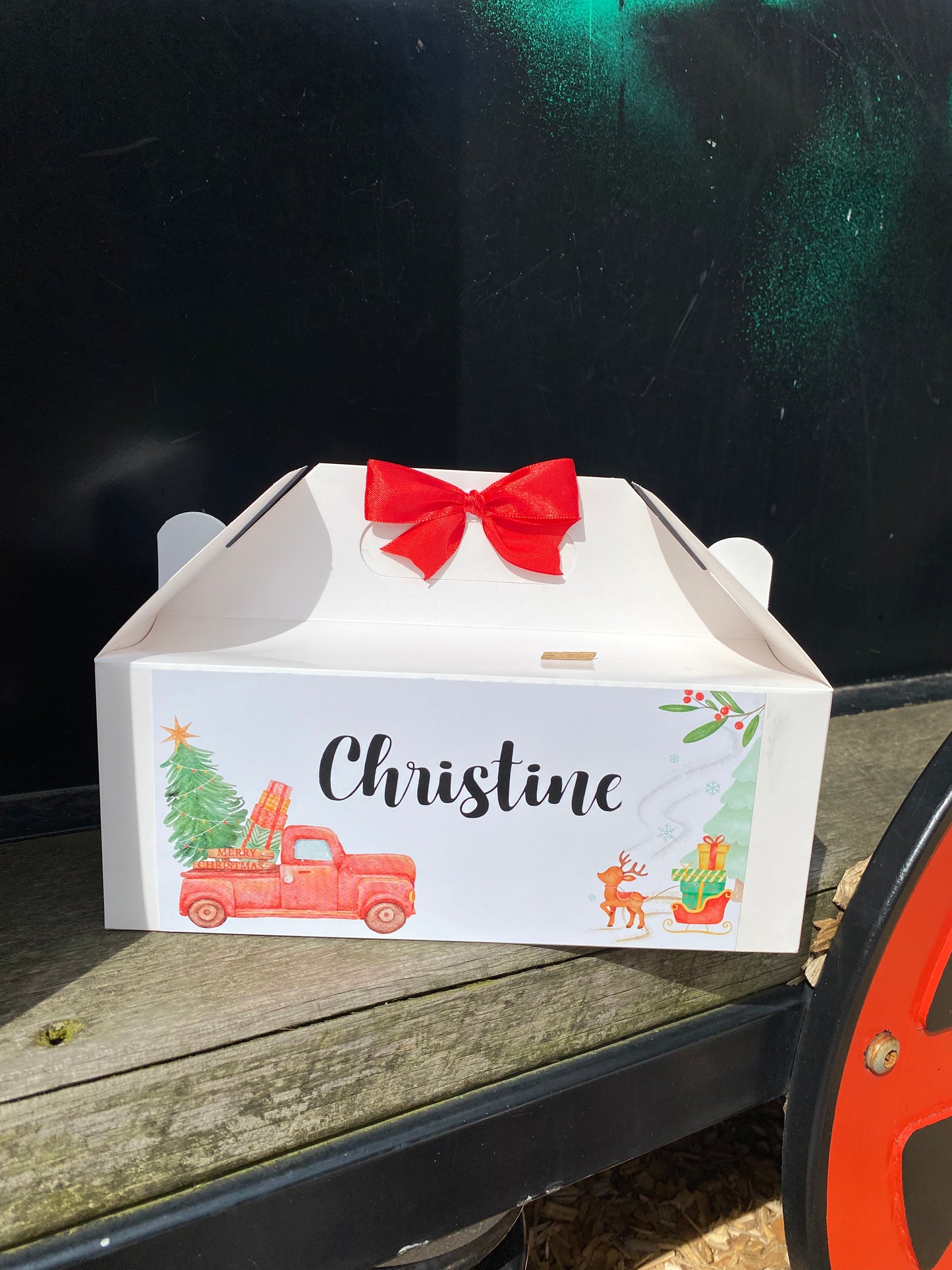 Personalized Christmas Truck with Tree, Christmas Eve Box, Wedding Favor Box, Christmas Tradition, Personalised Gift Box with Bow, Night before Xmas, Kids Gift Ideas