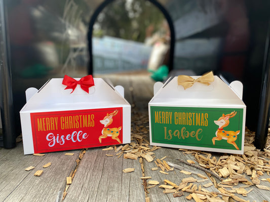 Personalized Reindeer Ruby/Emerald Christmas Eve Box, Wedding Favor Box, Christmas Tradition, Personalised Gift Box with Bow, Night before Xmas, Kids Gift Ideas