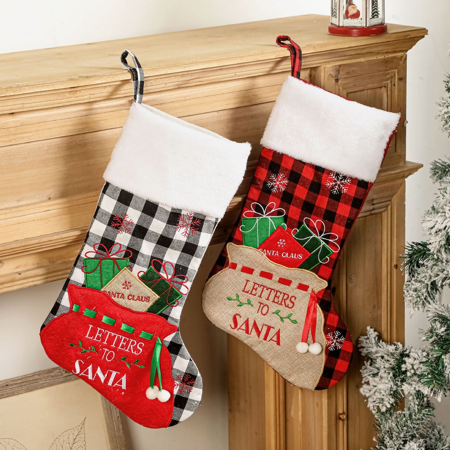 Personalized Embroidered Plaid/Gingham/Buffalo Christmas stockings