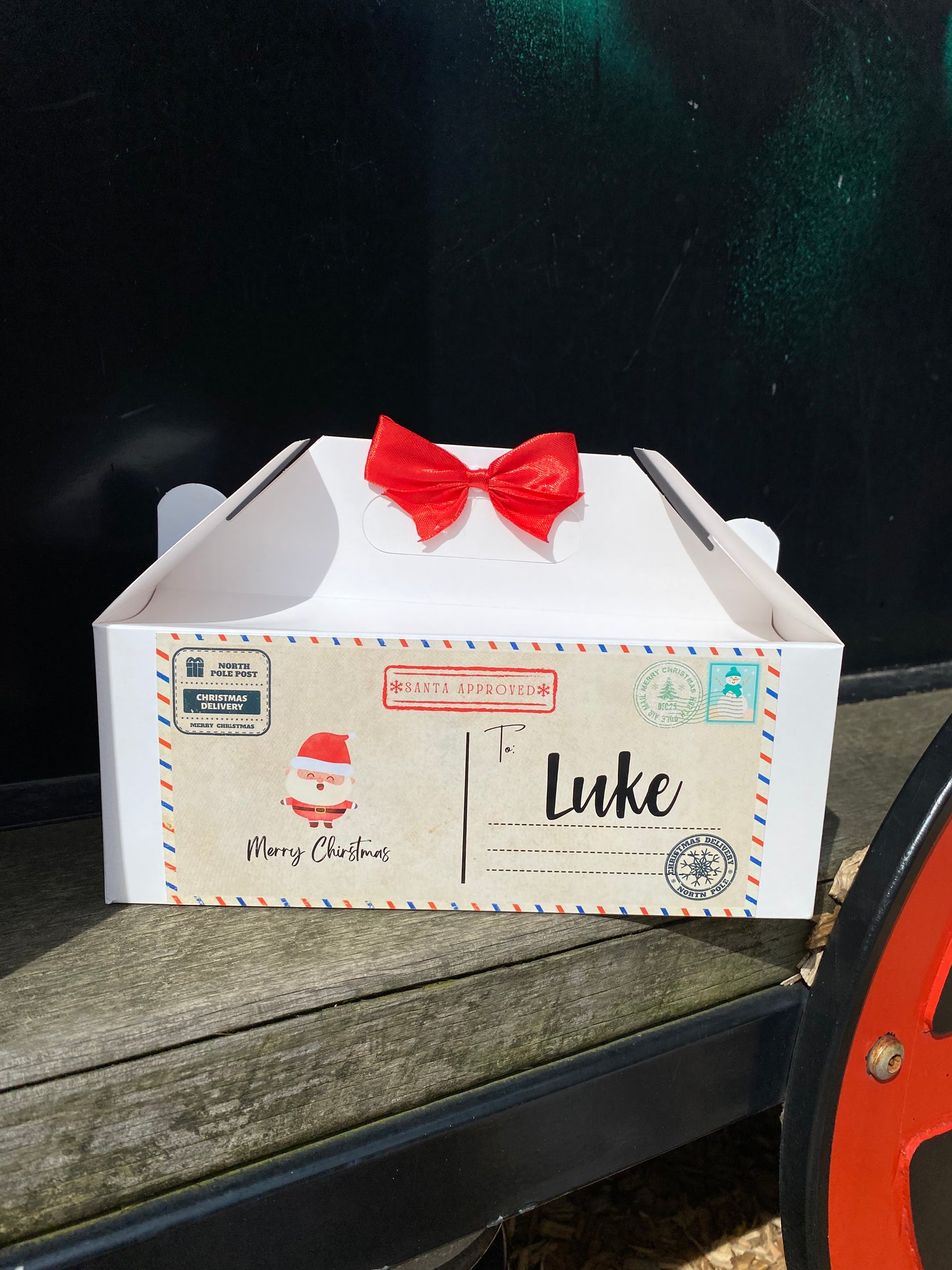 Personalized Retro Letter Style Christmas Eve Box, Wedding Favor Box, Christmas Tradition, Personalised Gift Box with Bow, Night before Xmas, Kids Gift Ideas, Christmas table name/signs