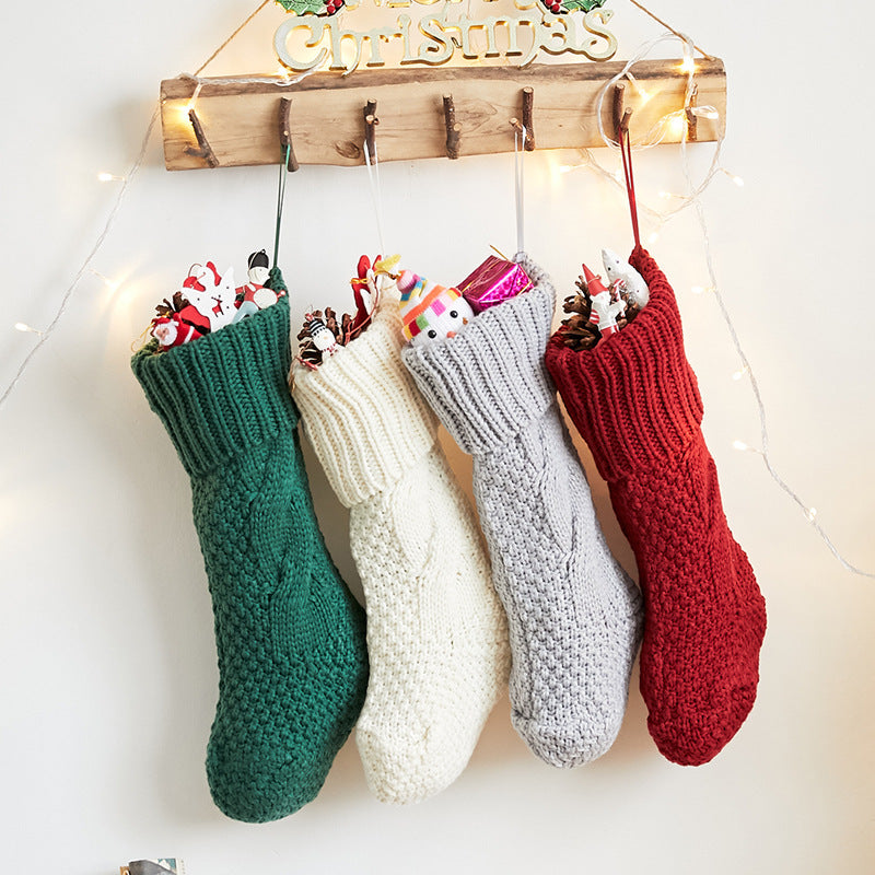 Knit Cable, Christmas Tree, Snowflake Xmas Stockings, Customised Personalized Christmas Stockings, X'mas Wall Hanging Home Decor Socks, Embroidered Xmas Stockings Gift