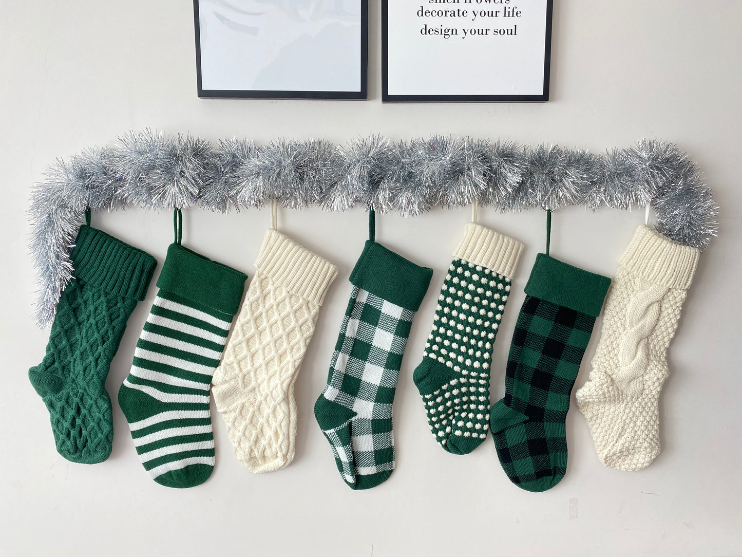 Knit Stripes Customised Personalized Christmas Stockings, Xmas Decor Socks, Embroidered Christmas Stockings, Embroidery X’mas Hanging