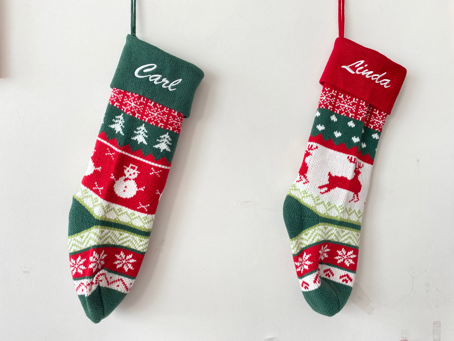 Knitted Fair Isle Customised Personalized Christmas Stockings, X'mas Hanging Home Decor Socks, Embroidered Xmas Stockings, Embroidery Gift