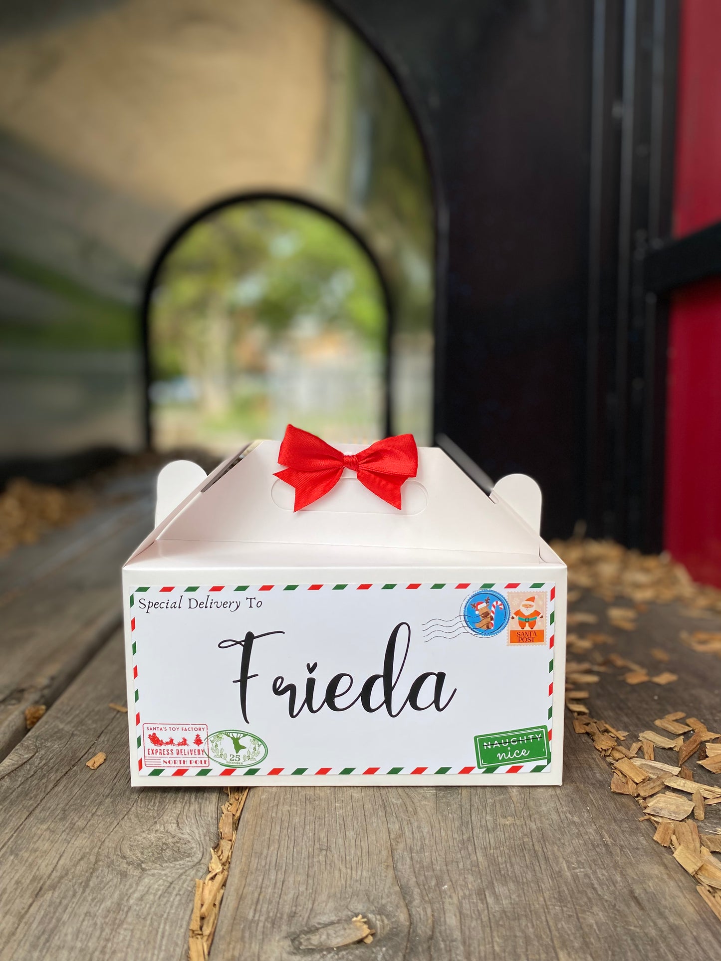 Personalized Retro Letter Style Christmas Eve Box, Wedding Favor Box, Christmas Tradition, Personalised Gift Box with Bow, Night before Xmas, Kids Gift Ideas, Christmas table name/signs