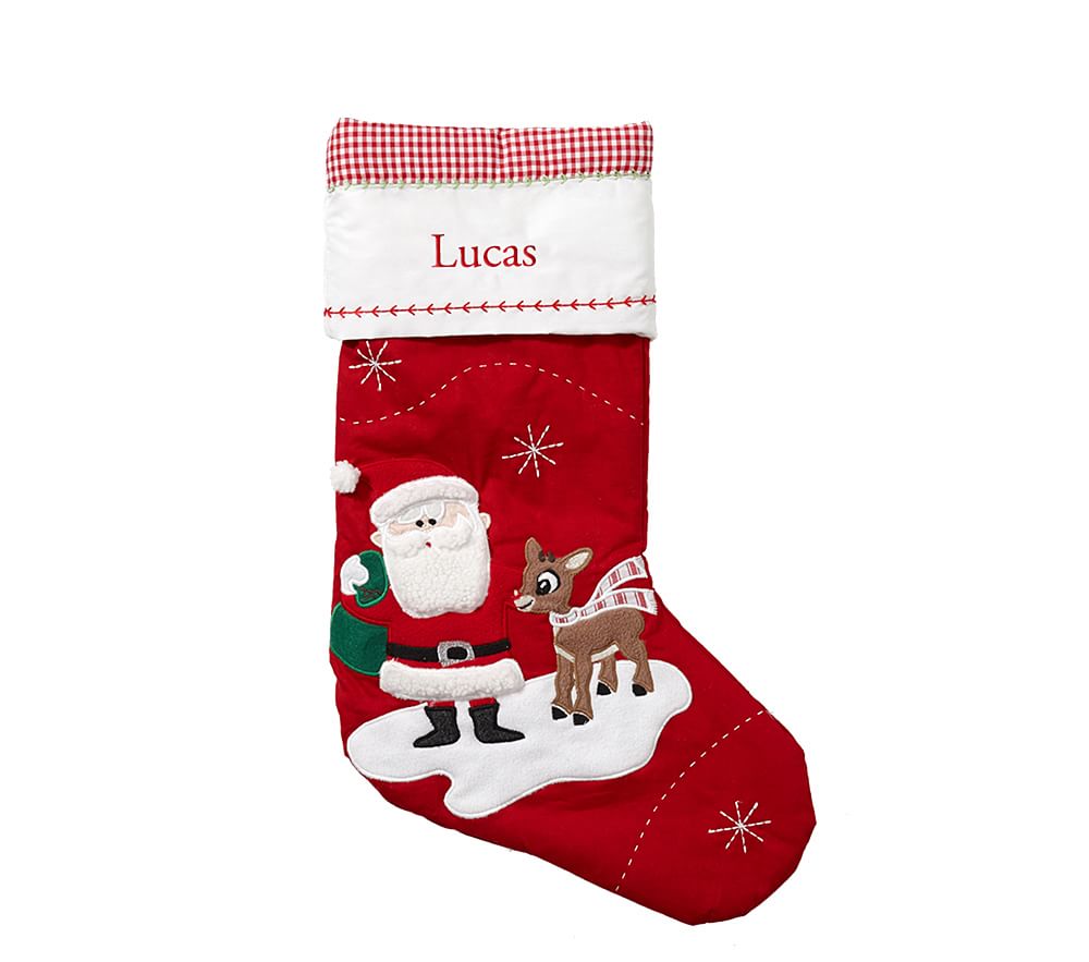 RED Quilted Christmas Stockings with complimentary embroidery name