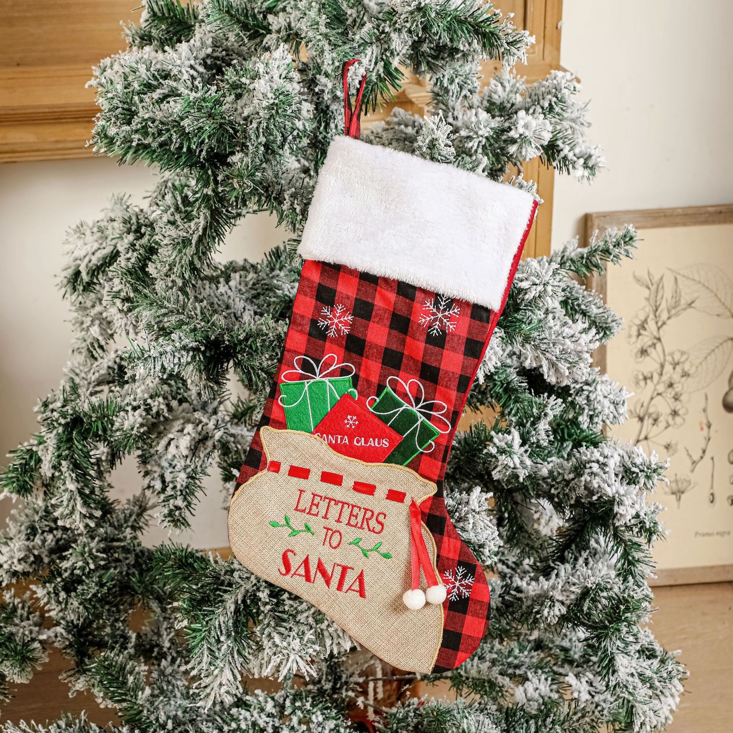 Personalized Embroidered Plaid/Gingham/Buffalo Christmas stockings