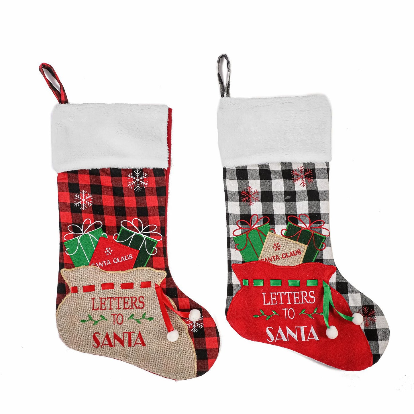 Personalized Embroidered Plaid/Gingham/Buffalo Christmas stockings