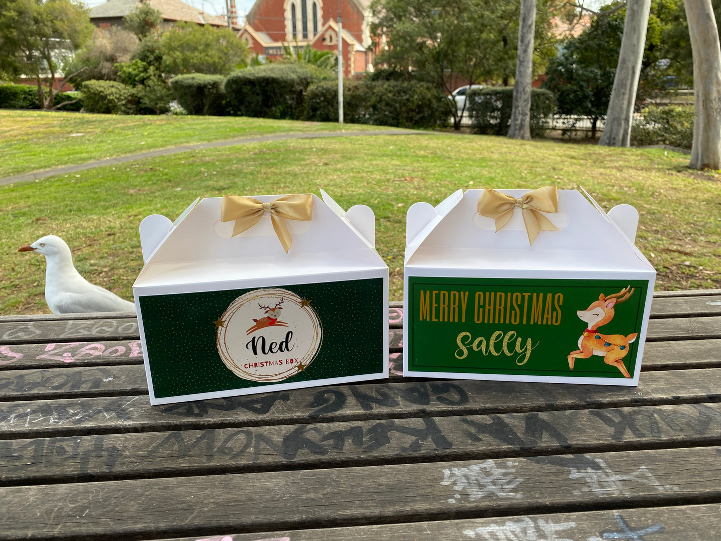 Personalized Reindeer Ruby/Emerald Christmas Eve Box, Wedding Favor Box, Christmas Tradition, Personalised Gift Box with Bow, Night before Xmas, Kids Gift Ideas