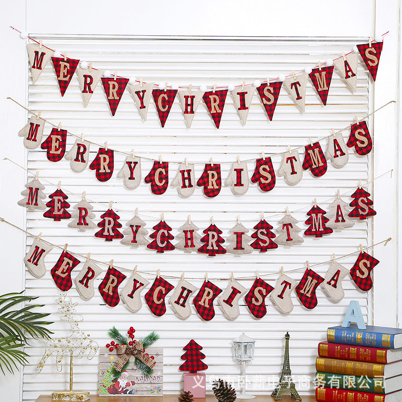 Christmas Sign, Reusable Christmas Banner, X'mas Bunting, Christmas garland, Xmas Wall Hanging Decor