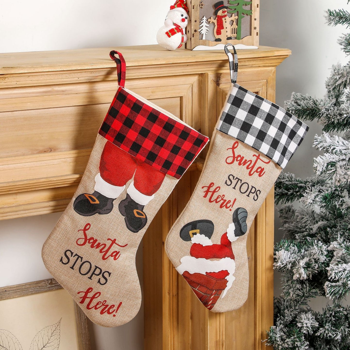 Personalized Embroidered Plaid/Gingham/Buffalo Christmas stockings