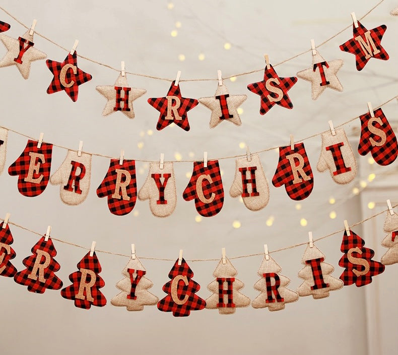 Christmas Sign, Reusable Christmas Banner, X'mas Bunting, Christmas garland, Xmas Wall Hanging Decor