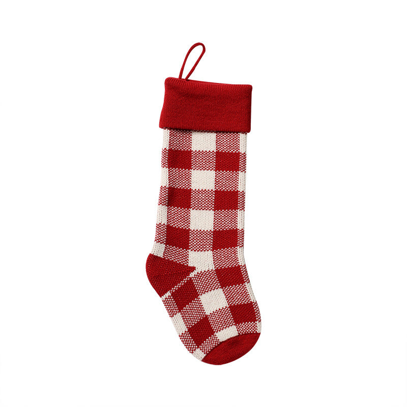 Knitted Buffalo Plaid Gingham Personalized Christmas Stockings, Xmas Decor Socks, Embroidered Christmas Stockings, Embroidery X’mas Hanging Inactive