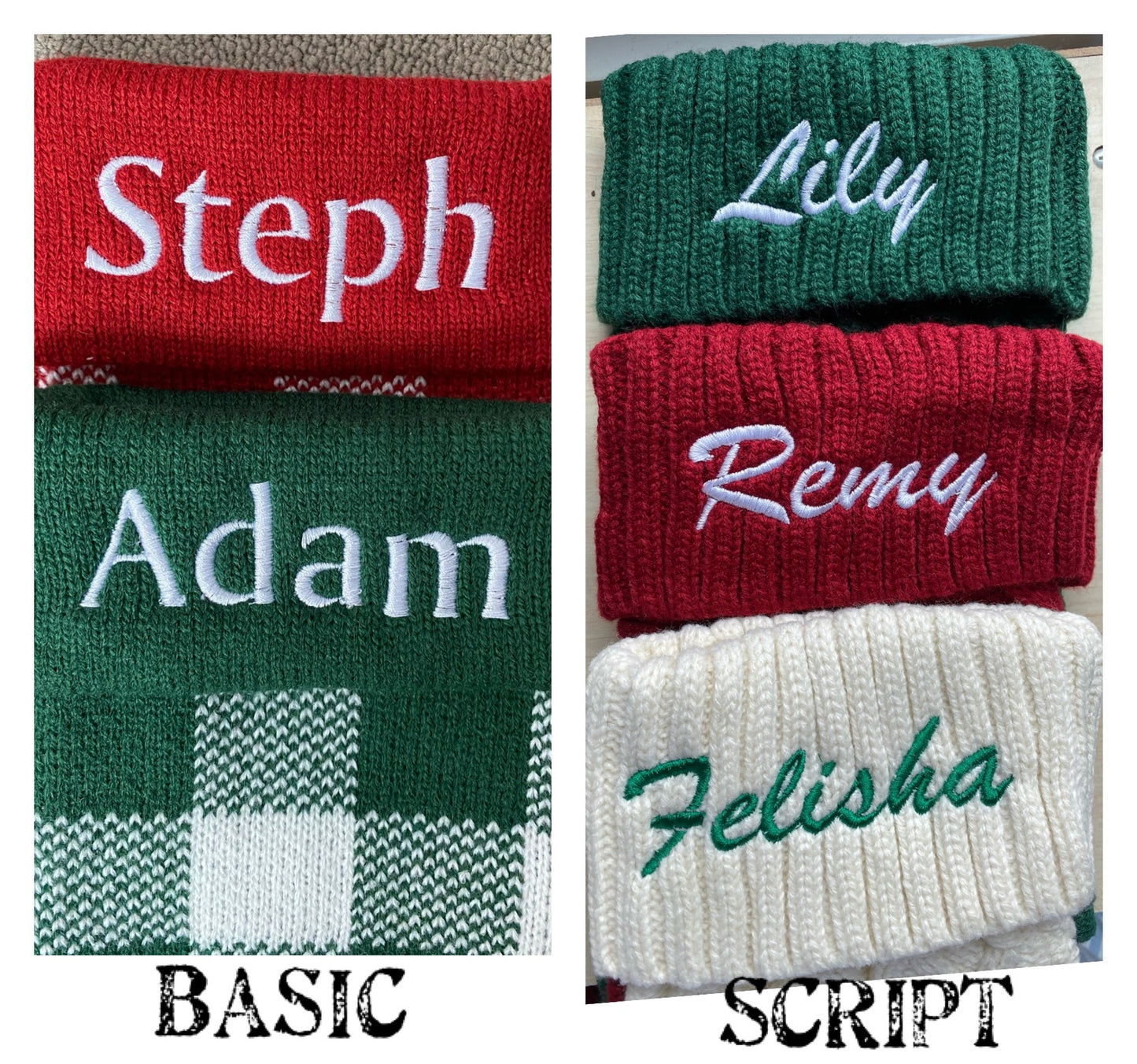 Knitted Bobble Customised Personalized Christmas Stockings, X'mas Wall Hanging Home Decor Socks, Embroidered Xmas Stockings Gift