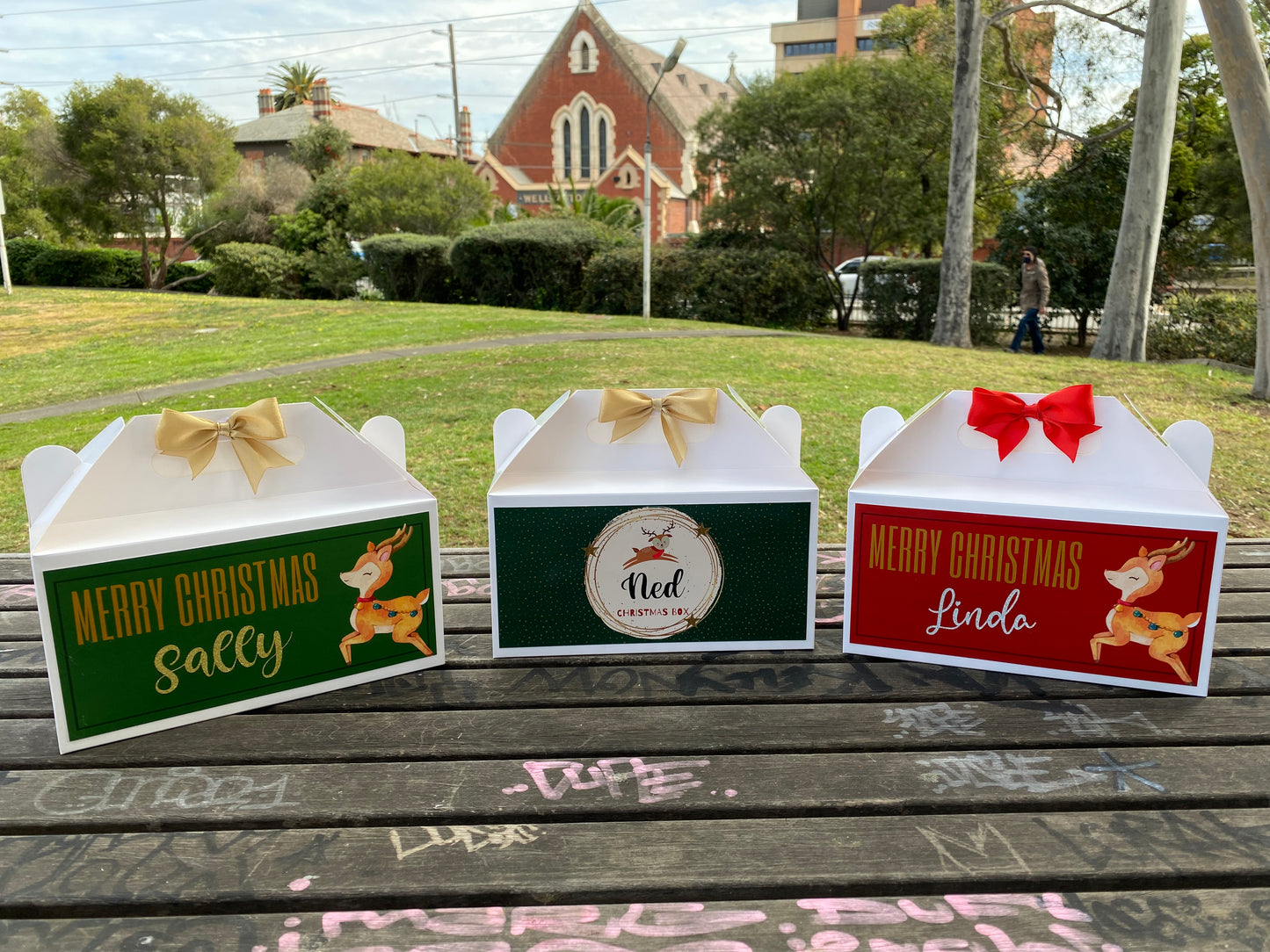 Personalized Reindeer Ruby/Emerald Christmas Eve Box, Wedding Favor Box, Christmas Tradition, Personalised Gift Box with Bow, Night before Xmas, Kids Gift Ideas