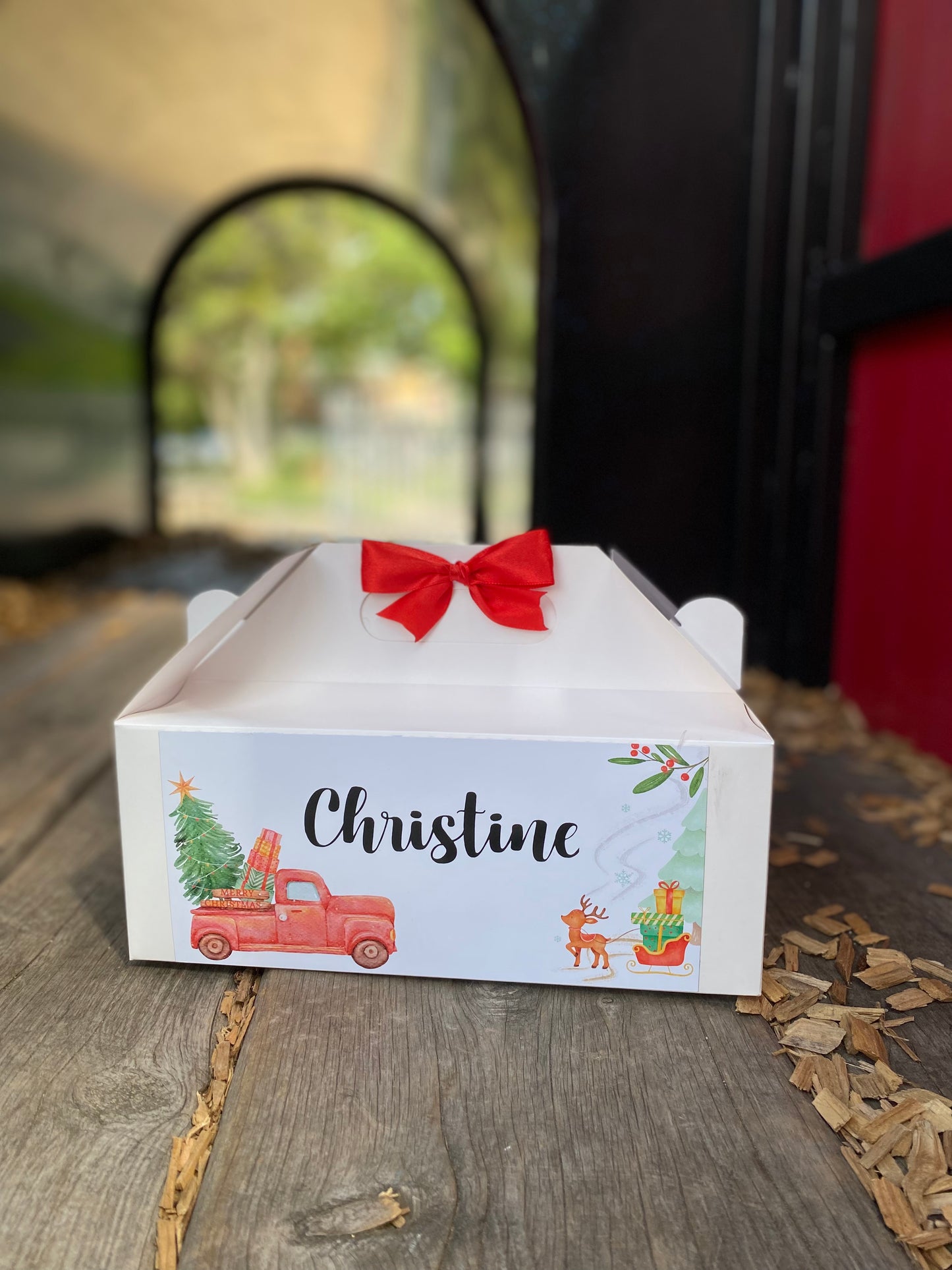 Personalized Christmas Truck with Tree, Christmas Eve Box, Wedding Favor Box, Christmas Tradition, Personalised Gift Box with Bow, Night before Xmas, Kids Gift Ideas