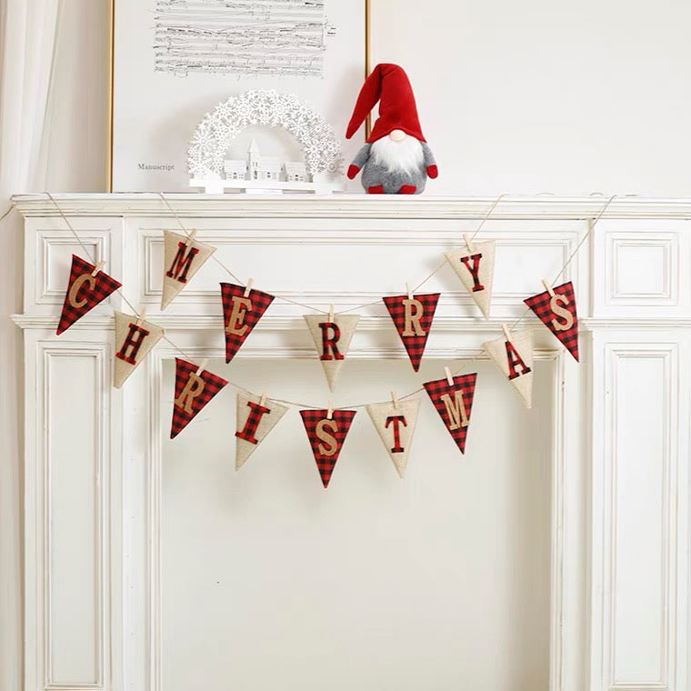 Christmas Sign, Reusable Christmas Banner, X'mas Bunting, Christmas garland, Xmas Wall Hanging Decor