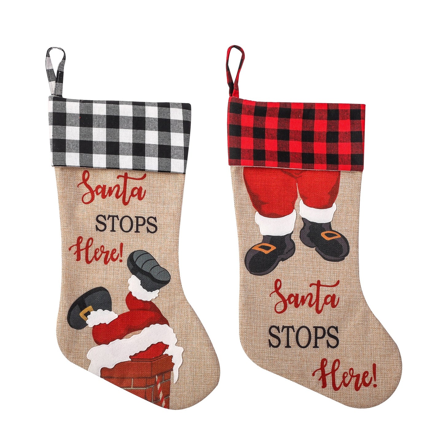 Personalized Embroidered Plaid/Gingham/Buffalo Christmas stockings