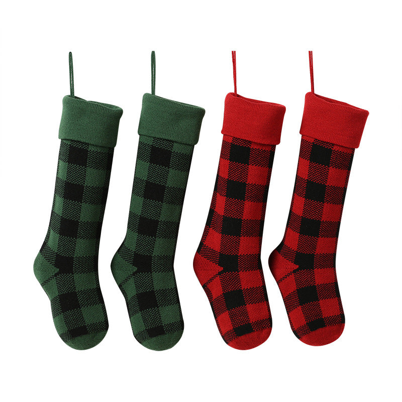 Knitted Buffalo Plaid Gingham Personalized Christmas Stockings, Xmas Decor Socks, Embroidered Christmas Stockings, Embroidery X’mas Hanging Inactive