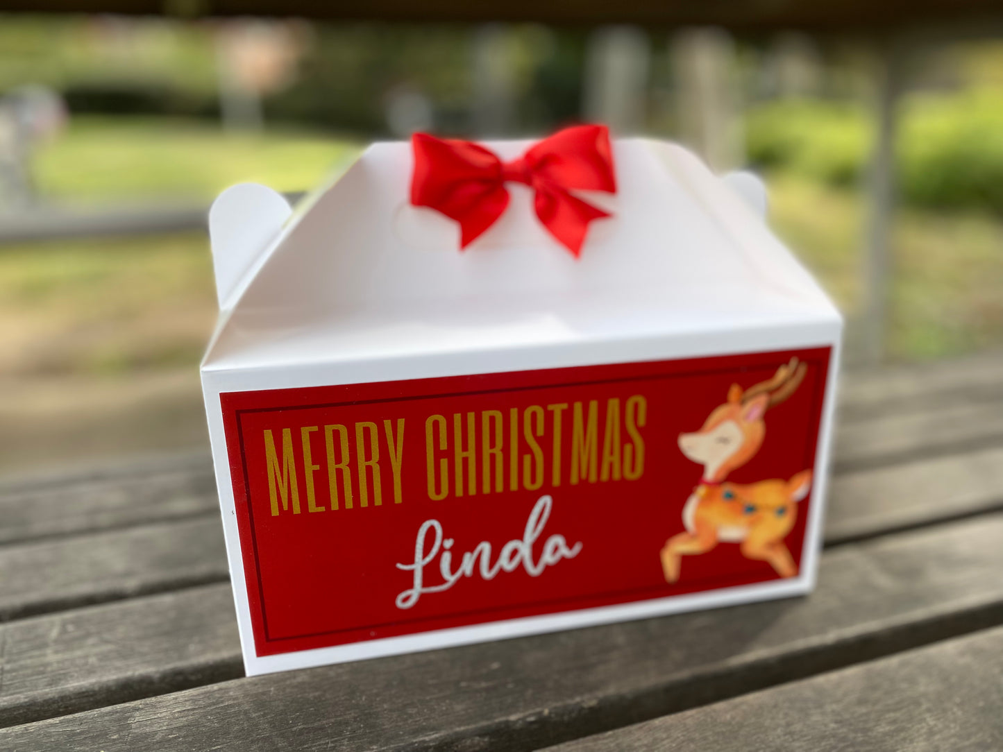 Personalized Reindeer Ruby/Emerald Christmas Eve Box, Wedding Favor Box, Christmas Tradition, Personalised Gift Box with Bow, Night before Xmas, Kids Gift Ideas