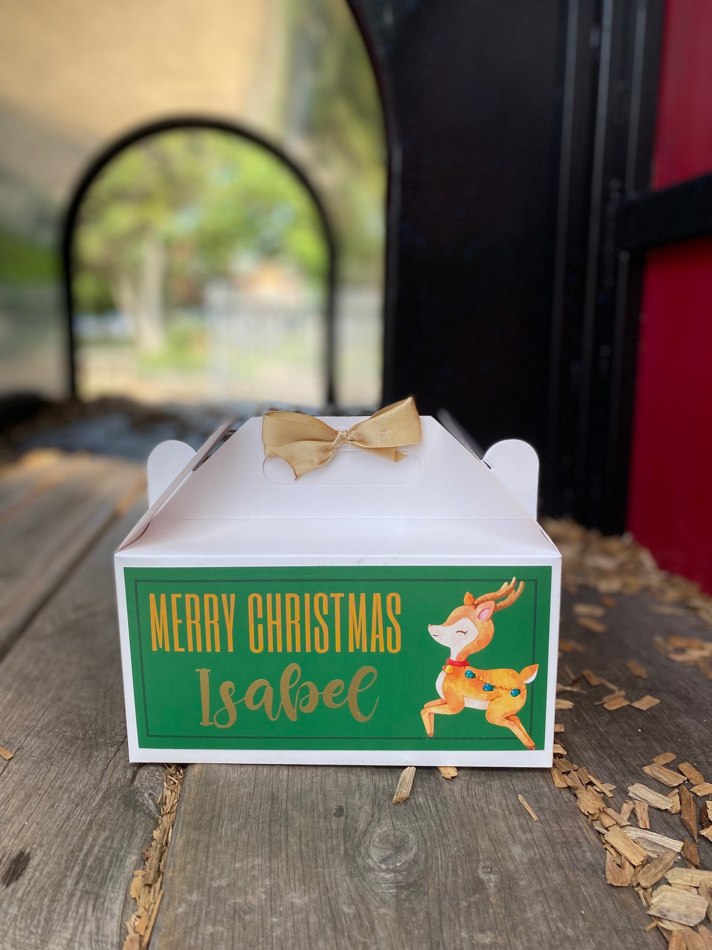 Personalized Reindeer Ruby/Emerald Christmas Eve Box, Wedding Favor Box, Christmas Tradition, Personalised Gift Box with Bow, Night before Xmas, Kids Gift Ideas