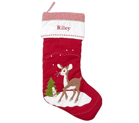 RED Quilted Christmas Stockings with complimentary embroidery name